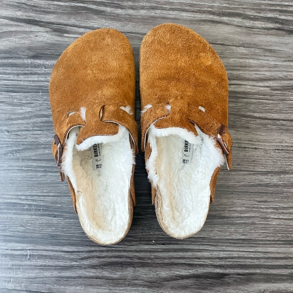 Birkenstock Boston Shearling Suede Leather Shoes W38